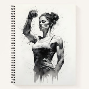 Schöne weibliche Skizze Bodybuilder Notizbuch