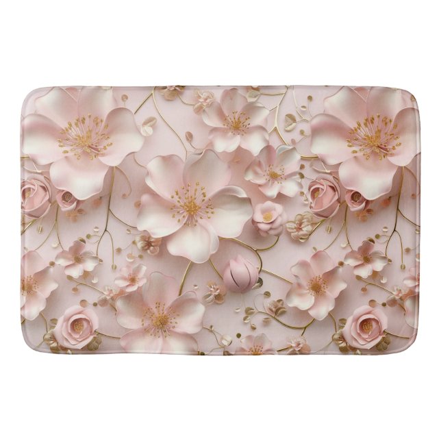 Schöne weich rosa Pastell floral Badematte (Vorderseite)