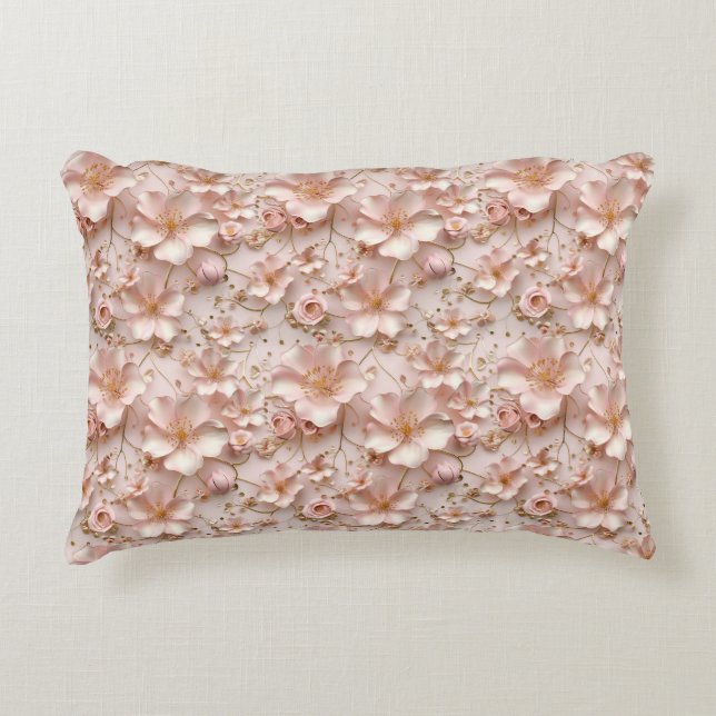 Schöne weich rosa Pastell floral Dekokissen (Vorderseite)