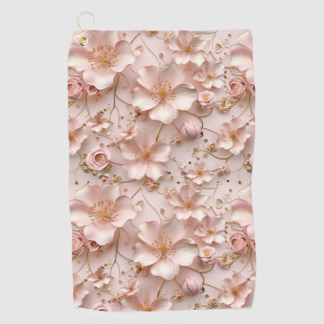 Schöne weich rosa Pastell floral Golfhandtuch (Vorderseite)