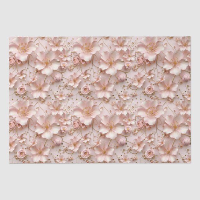 Schöne weich rosa Pastell floral Seidenpapier (Vorderseite)