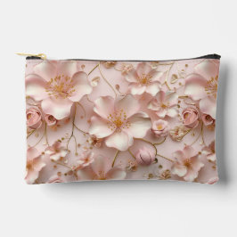 Schöne, weich rosa Pastell floralbedruckt Zubehörtasche