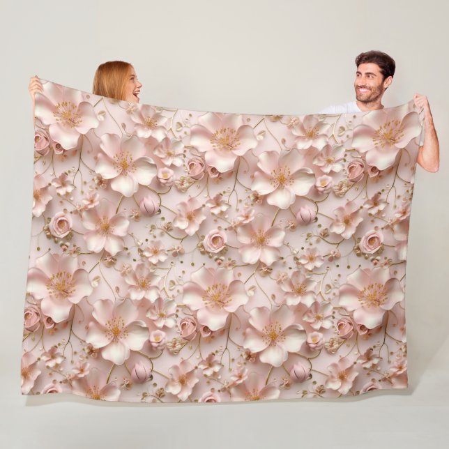Schöne, weich rosa Pastellfarben Blüten Fleecedecke (Beispiel)