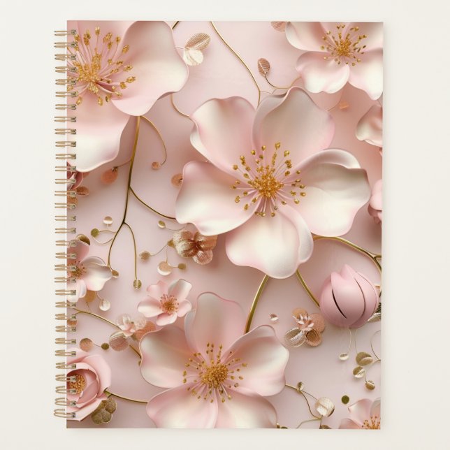 Schöne, weich rosa Pastellfarben Blüten Planer (Vorderseite)