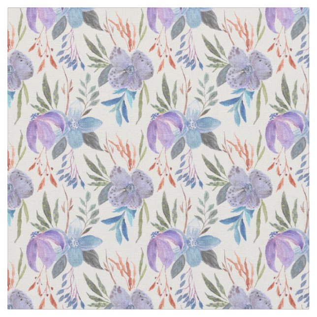 Schöne weiche Lavendel und blaue Blumenstoffe Stoff (Nahaufnahme)
