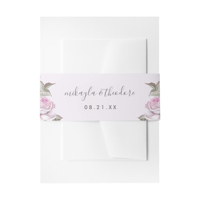 Schöne, weiche Lila Rose Hochzeit Einladungsbanderole (Vorderseite Beispiel)