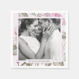 Schöne weiche Lila Rose mit Foto Hochzeit Serviette