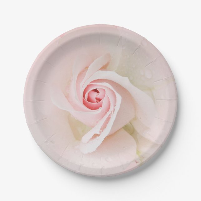 Schöne weiche Rosa Rose Elegantes Brautparty Pappteller (Vorderseite)
