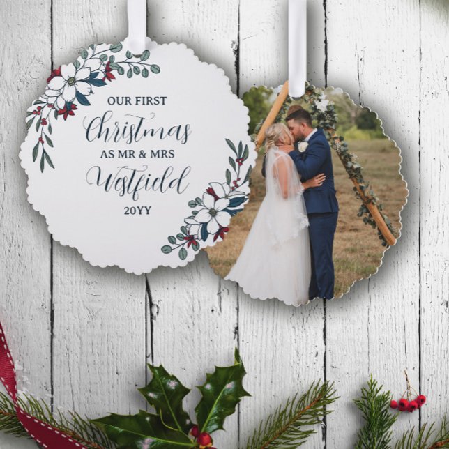 Schöne Weihnachten Florals 1. Weihnachten Verheira Ornament Karte (Von Creator hochgeladen)