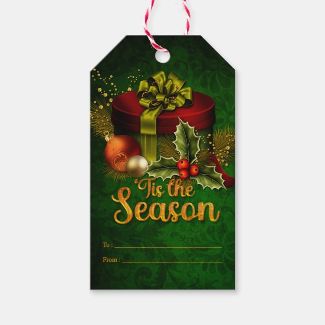 Schöne Weihnachten Gegenwart Grün 'Dies ist die Ja Geschenkanhänger (Vorderseite)