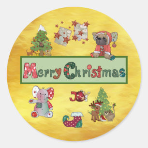 Schöne Weihnachten Runder Aufkleber