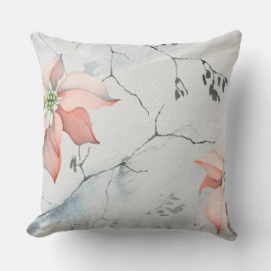 Schöne Weihnachten Wasserfarbe Poinsettia Blumen Kissen