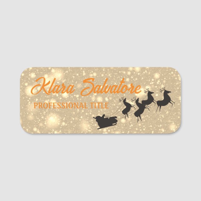 Schöne Weihnachts-Gold SNaulender Rentiers Namensschild (Vorderseite)