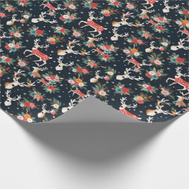 Schöne Weihnachtsbaum Rentier Floral Geschenkpapier