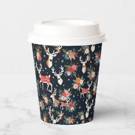 Schöne Weihnachtsbaum Rentier Floral Pappbecher
