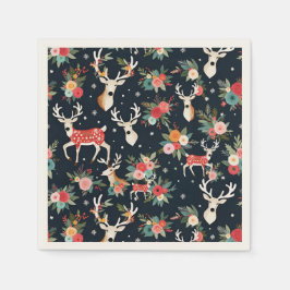 Schöne Weihnachtsbaum Rentier Floral Serviette
