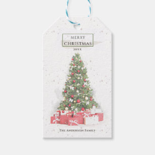 Schöne Weihnachtsbaum Wasserfarbener Urlaub Geschenkanhänger