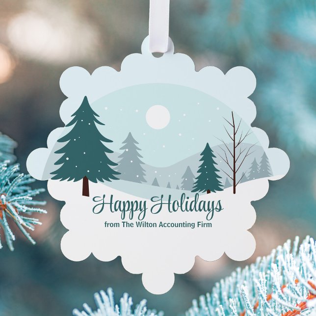 Schöne Weihnachtsbäume Custom Business Holiday Ornament Karte (Von Creator hochgeladen)