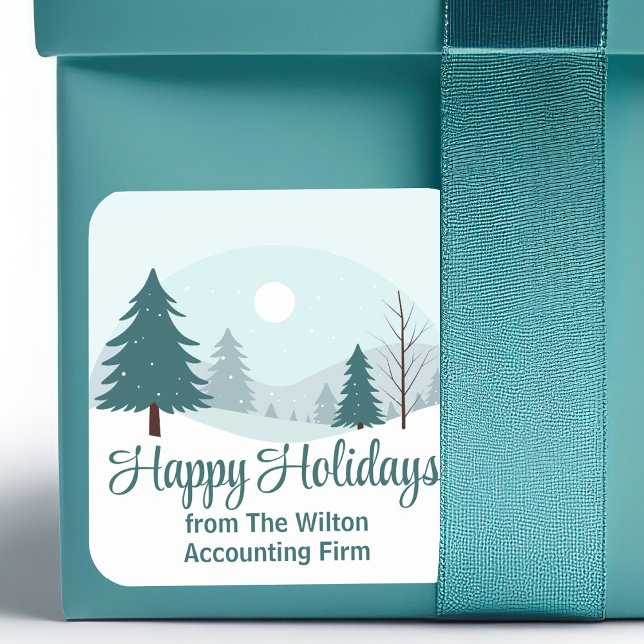 Schöne Weihnachtsbäume Winterurlaub Party Quadratischer Aufkleber (Von Creator hochgeladen)