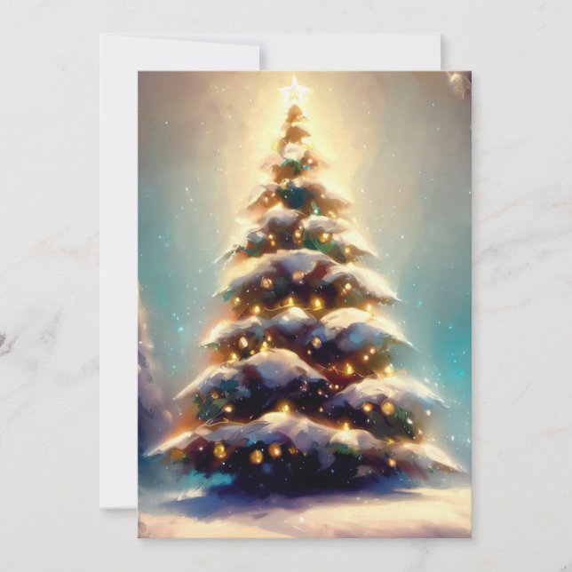 Schöne Weihnachtsbaummalerei Feiertagskarte (Vorderseite)
