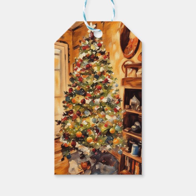 Schöne Weihnachtsbaummarke Geschenkanhänger (Vorderseite)