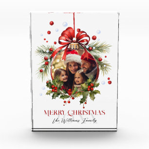 Schöne Weihnachtsbaumrahmen Familienferien Fotoblock