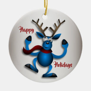 Schöne Weihnachtsblauer Rentier Keramik Ornament