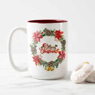 Schöne Weihnachtsblumen-Tasse Zweifarbige Tasse