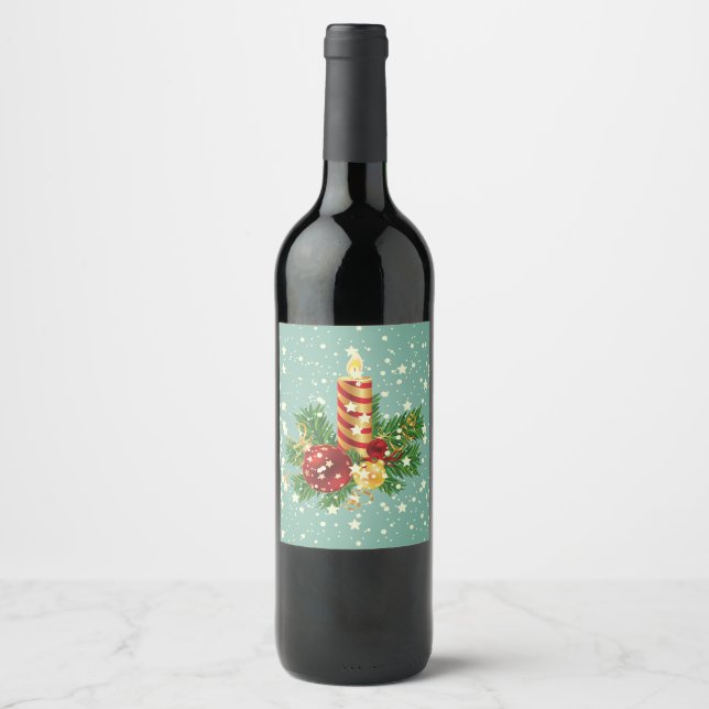 Schöne Weihnachtsdekoration Weinetikett (Vorderseite)