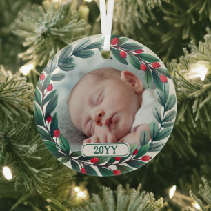 Schöne Weihnachtsfeier Foto & Jahr hinzufügen Ornament Aus Glas