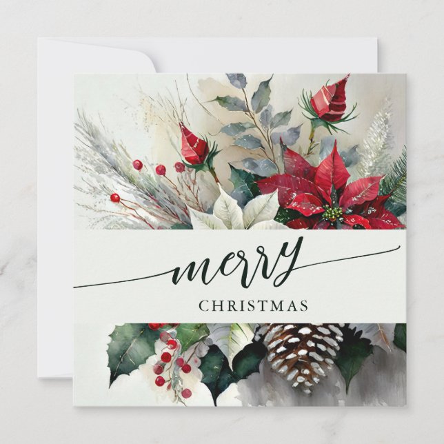 Schöne Weihnachtsfloral Bouquet Feiertagskarte (Vorderseite)