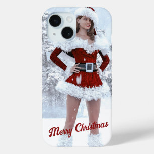 Schöne Weihnachtsfrau über den Winterschnee Case-Mate iPhone Hülle