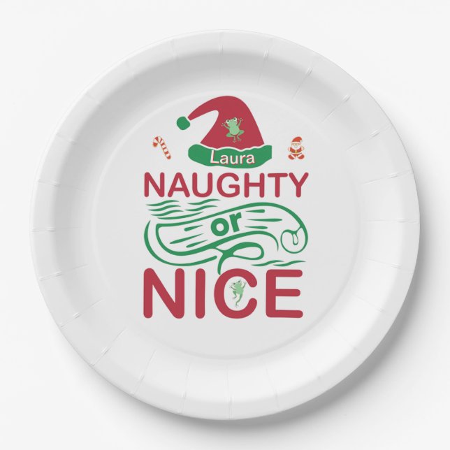 Schöne Weihnachtsfrösche mit Weihnachtsdesign Pappteller (Vorderseite)