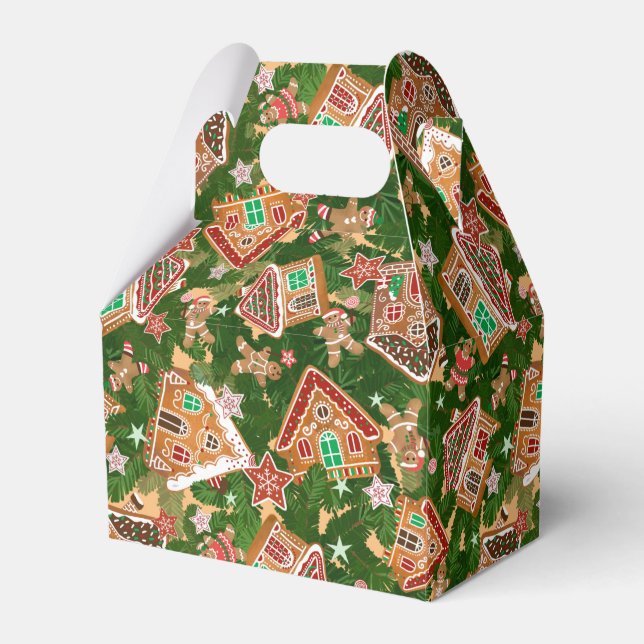 Schöne Weihnachtsgingerbrothäuser Grün Geschenkschachtel (Vorderseite)