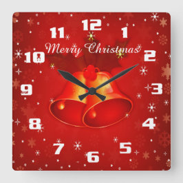 Schöne Weihnachtsglocken Frohe Weihnachten Quadratische Wanduhr