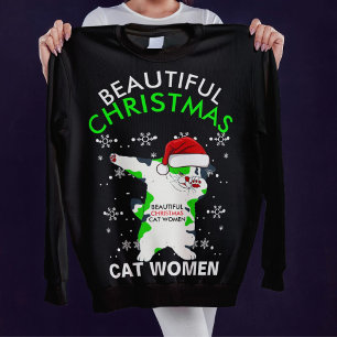 Schöne Weihnachtskatze Frauen Personalisierter Url Sweatshirt