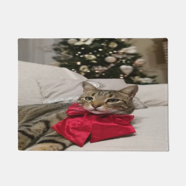 Schöne Weihnachtskatze Fußmatte (Vorderseite)