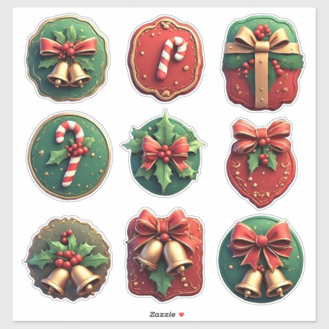 Schöne Weihnachtskekse Aufkleber (Blatt)