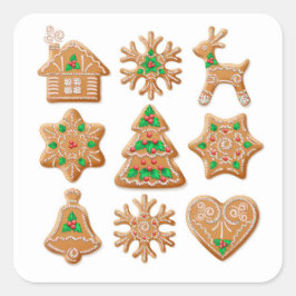 Schöne Weihnachtskuchen-Sammlung Quadratischer Aufkleber