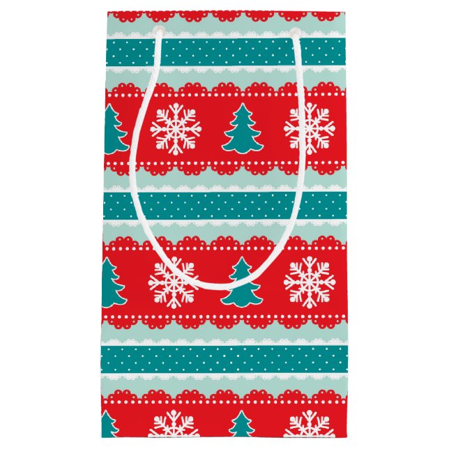 Schöne Weihnachtsschneeflocken Polka Dots Muster Kleine Geschenktüte (Vorderseite)