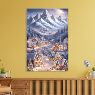 Schöne Weihnachtszeit Winter Wonderland Grußkarte Leinwanddruck
