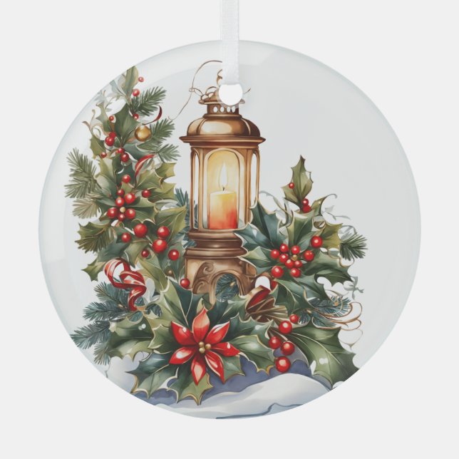 Schöne Weihnachtszweig Ornament Aus Glas (Vorderseite)