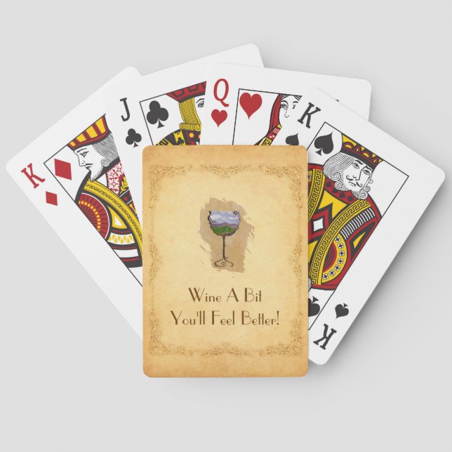 Schöne Weinliebhaber spielen Karten! Spielkarten (Rückseite)