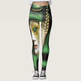 Schöne Weiß-und Goldkarneval-Maske Leggings