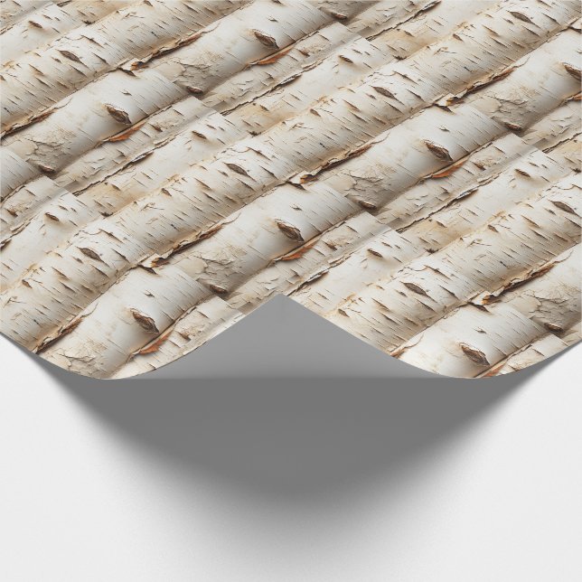 Schöne weiße Birkenbaum-Logs Geschenkpapier (Ecke)