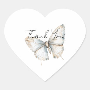 Schöne weiße blaue Schmetterling-Braut Hochzeitsdu Herz-Aufkleber