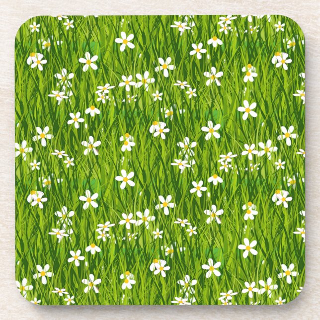 Schöne weiße Blume auf grünen Blätter Getränkeuntersetzer (Vorderseite)
