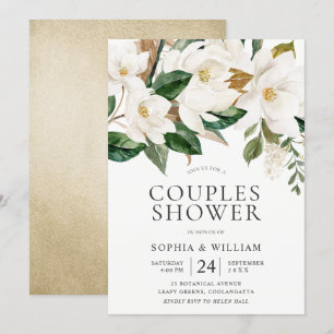 Schöne weiße Blume Elegante Paare Dusche Einladung