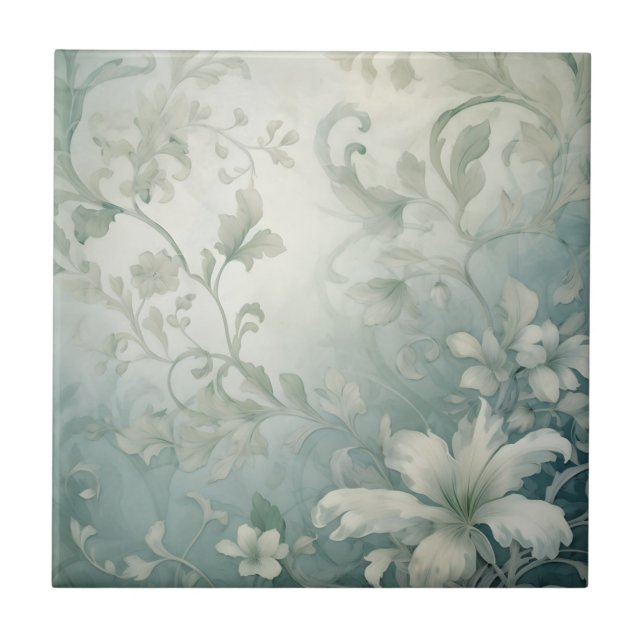 Schöne weiße Blume Fliese (Vorderseite)