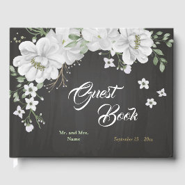 schöne weiße Blume, grün schwarz Gästebuch